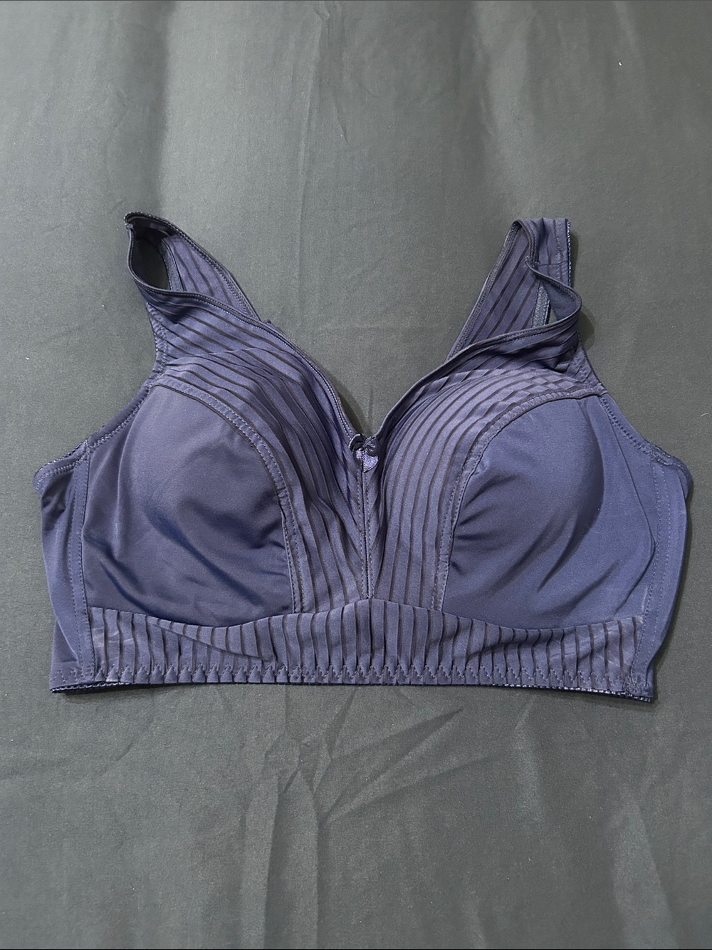Rhonda Shear Navy Wireless Ribbed Support Bra